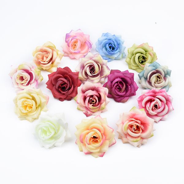 

10pcs 6cm silk roses artificial plants decorative flower diy gifts box wedding flower wall home decor scrapbooking flores crafts