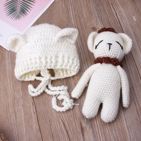 

2019 cute newborn baby bear hat cap girls boys knit crochet costume pgraphy props, Yellow