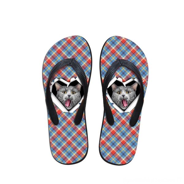 

noisydesigns new slippers women casual flipflops 3d cute pet cat dog pattern summer soft rubber beach slipper lady flats flip flops, Black