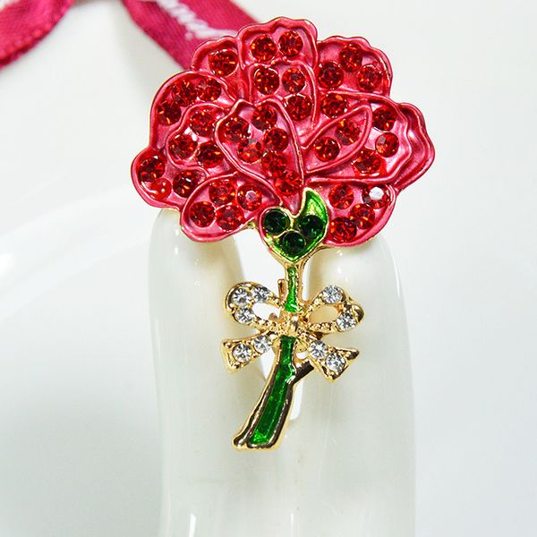 

women metal alloy carnation flower brooch lapel pin collar tips, Gray