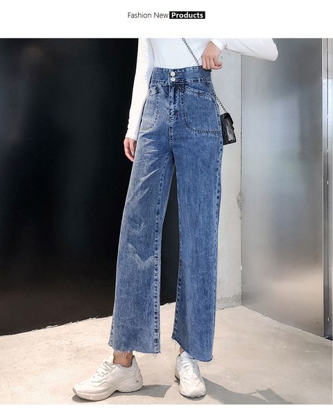 

blueberry straight loose fashion leisure the land the drape of tall waist trousers, Blue