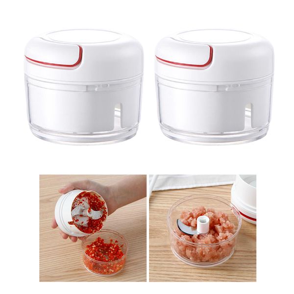 

2x manual food grater vegetable garlic chopper hand pull cutter kitchen