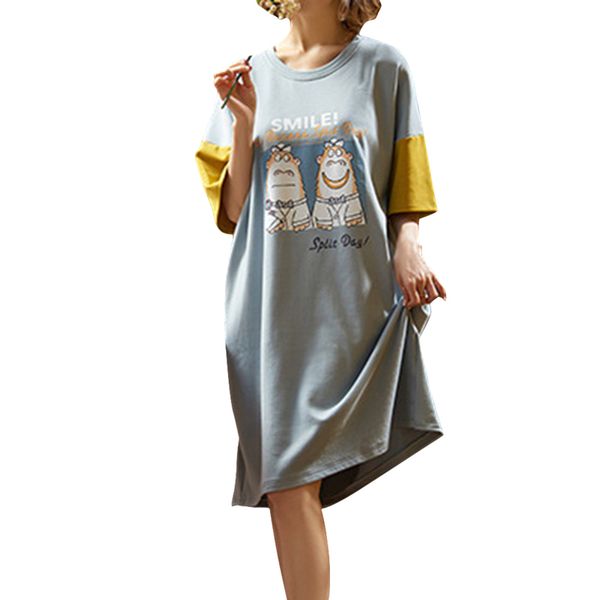 

2020 summer cotton sleepwear women nightdress womens cotton cartoon ladies nightgown nightwear plus size home sleep dress, Black;red