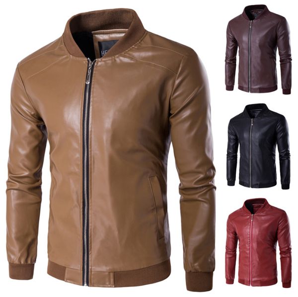 

10w stock! men's wear плюс-размера жирной кожи зимы пальто мужская pu кожаная куртка baseball jacket 4 варианты цвета, Black