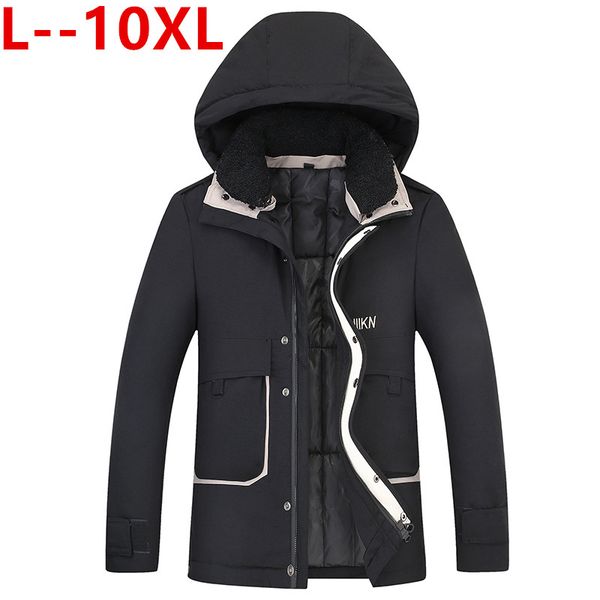 

plus size 10xl 8xl 6xl 5xl brand winter cotton padded hooded long jacket men thick hoodies parka coat male quilted jacket coat, Black