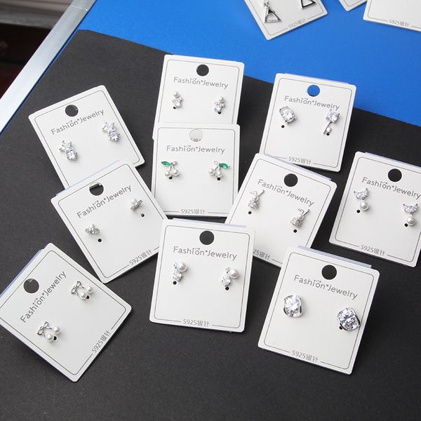 

16 styles fashion stud earrings for women silver 925 sterling jewelry cz zircon crystal earring girls party birthday bijoux, Golden;silver