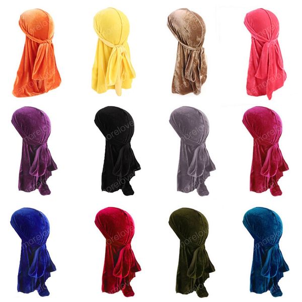 2023 new Velvet Durag Men's Turban Cap Women Headwear Accessori Hip Hop traspiranti all'ingrosso