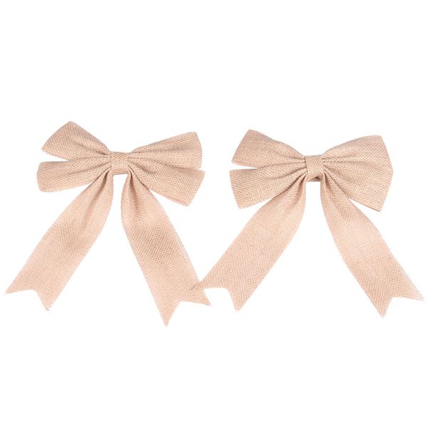 

2pcs burlap bowknot гессе джут смычков украшательства для diy ремесла рождество свадьбы партии украшения (льняное