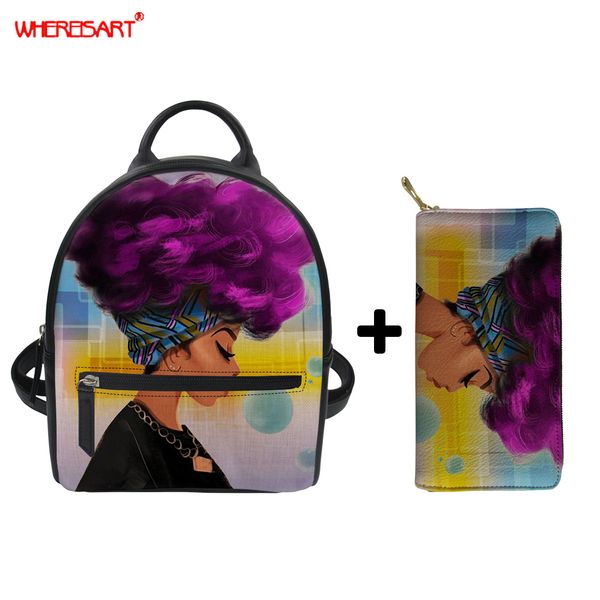 

whereisart women pu backpack college rucksack mini backpack travel bag afro girls ladies pu leather rucksack sac a dos
