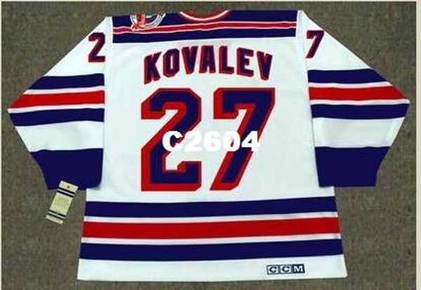 

mens #27 alex kovalev new york rangers 1994 ccm vintage retro hockey jersey or custom any name or number retro jersey, Black;red