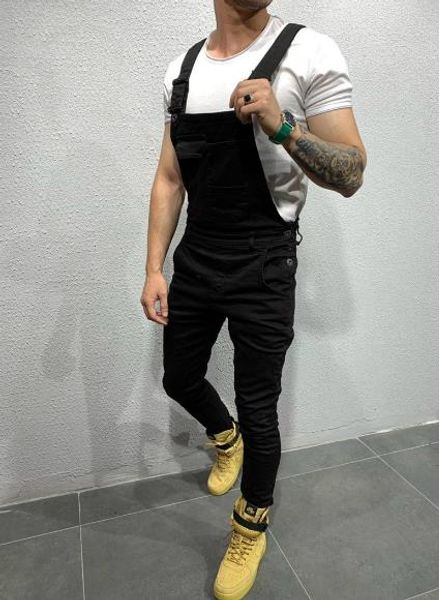 

mens designer overalls pants mens solid pancil pants pocket decoration homme casual cargo trousers, Black
