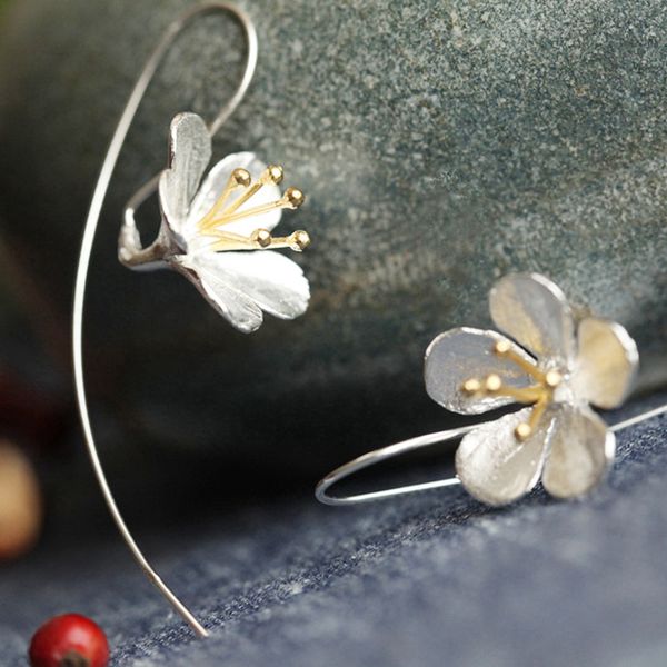 

dieerlan 925 sterling silver lotus flower drop earrings for women brincos pendientes beautiful jewelry drop shipping