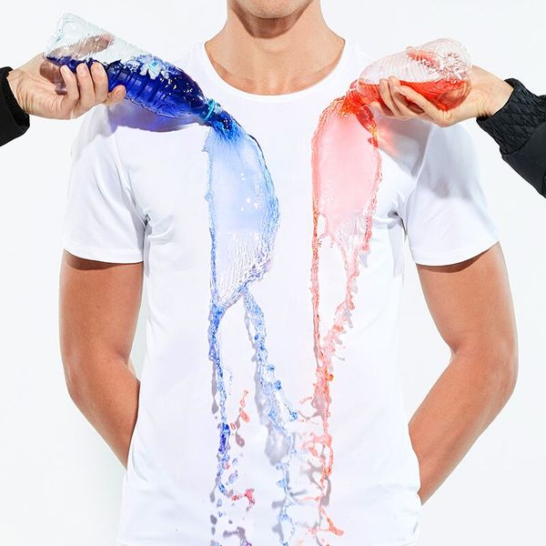 

men hydrophobic anti-fouling t-shirts water repellent anti-pollution quick dry tee shirts white short-sleeved jogger sport shirt, Black;red