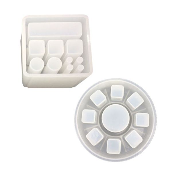 

diy crystal epoxy round square plaid lipstick storage box making silicone