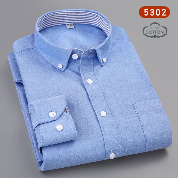 

2019 new solid oxford dress shirt with left chest pocket male casual casual design plaid social 100% cotton mens long sleeve, White;black