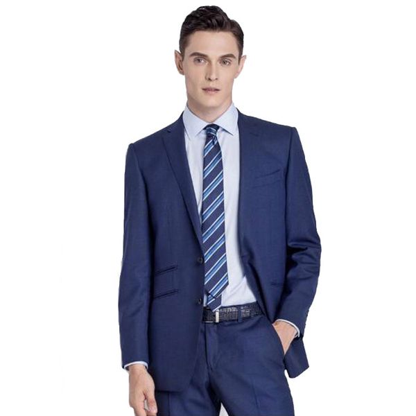 2020 azul smoking de casamento personalizado de dois botões xaile lapela groomsmen noivo desgaste terno de negócio dos homens do casamento ternos jaqueta + calça