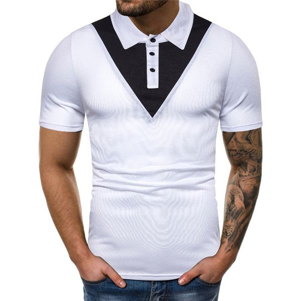 

mens designer patchwork polos fashion panelled colors collar polos casual short sleeved natural color polos mens clothing, White;black