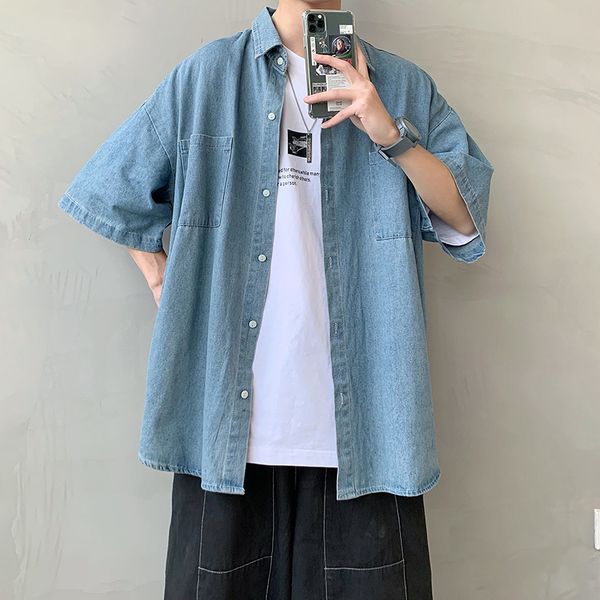 

2020 new shirts casual blouse polyester men clothing loose short sleeve tee shirt camisas summer casual handsome men shirt, White;black