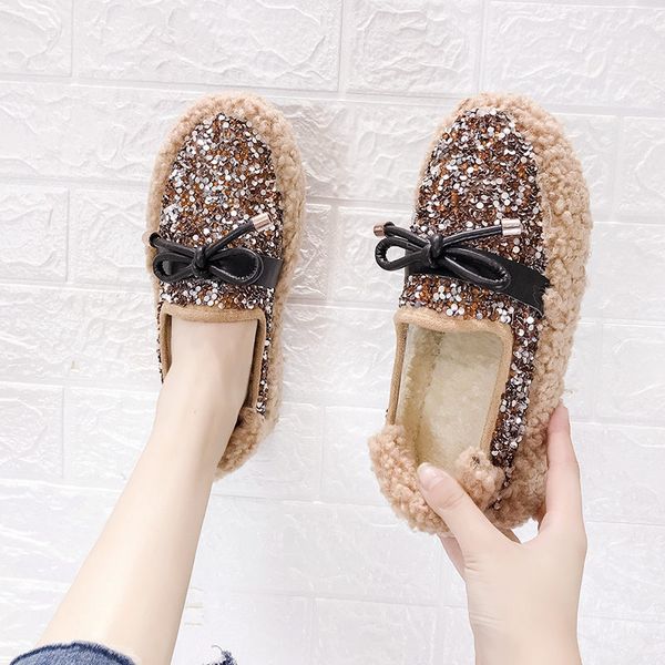 

women clogs platform bow-knot 2019 fashion women's round toe loafers fur nurse shoes all-match flats autumn casual female, Black