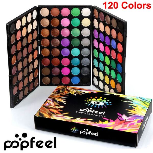 Popfeel Paleta de sombra de Olho 120 Cores maquiagem Paleta de Sombra de Olho Nu Sombra de Olho Kit Matte Shimmer Sombra Paleta Smoky Marca de Cosméticos