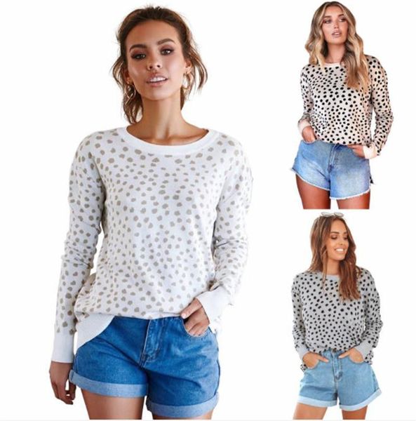 

leopard womens designer sweaters pullover knit long sleeve female three color loose casual womens apparel, White;black