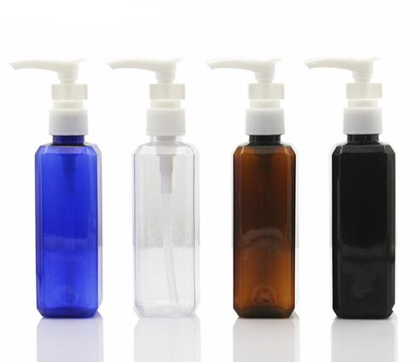 Contenitori per bottiglie in PET di plastica con pompa per lozione quadrata trasparente da 100 ml, flaconi vuoti per pompa per crema spray, flacone per lozione SN4347