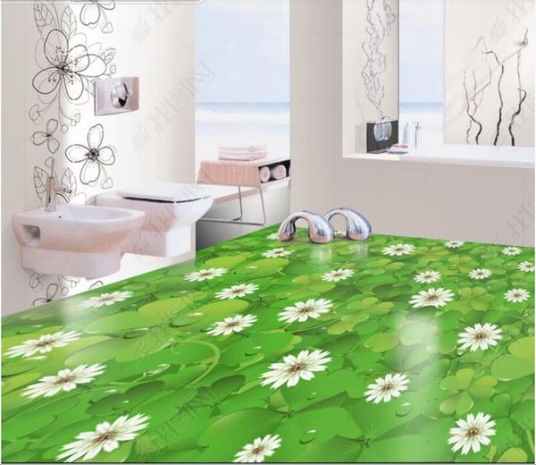 

3d pvc flooring custom p clover lawn 3d floor decoration painting self adhesive wallpaper 3d wall murals wallpaper