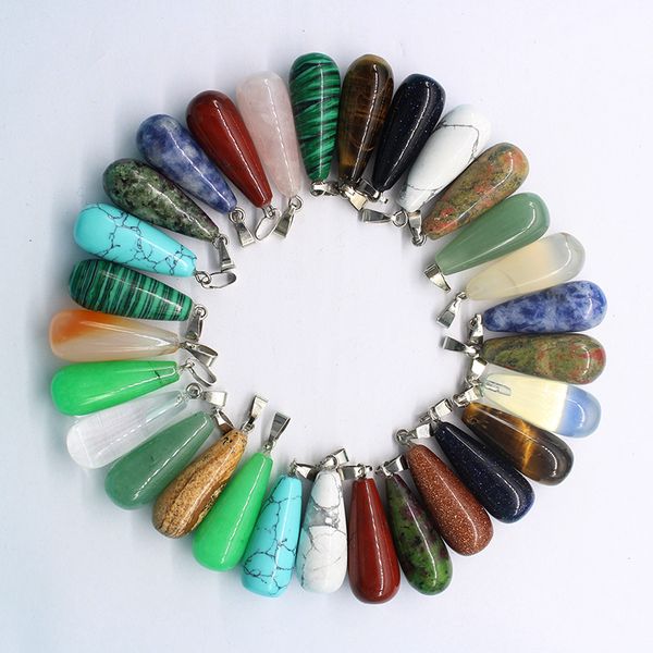 

to buy new products sell like cakes style mixed color natural stone drop pendant dz141 charm necklace pendant 30 wholes, Silver