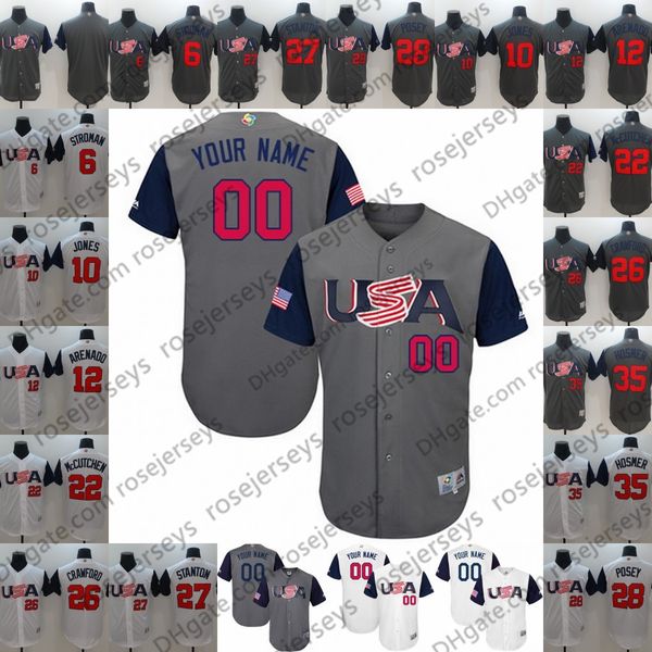 

Cu tom u a wbc gray white jer ey 2017 world ba eball cla ic 7 chri tian yelich 10 adam jone any name number men women youth kid