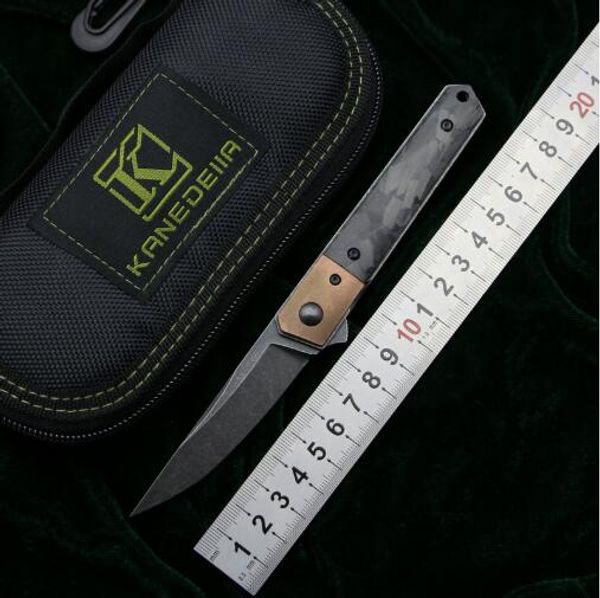 

Mini Kwaiken Flipper нож N690 лезвие титана медь / Мраморные CF ручки кемпинга охоты кухня фруктовые ножи EDC инструменты
