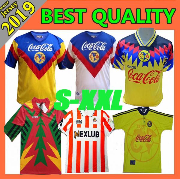 

1993 1994 club america retro soccer jerseys 93 94 home away 95 96 99 mexico league 1999 jersey football 1995 1996 shirts, Black;yellow