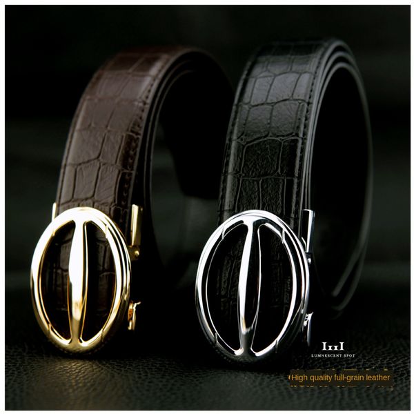 

layer cowhide men's leisure automatic buckle automatic buckle layer cowhide belt men's leisure belt, Black;brown
