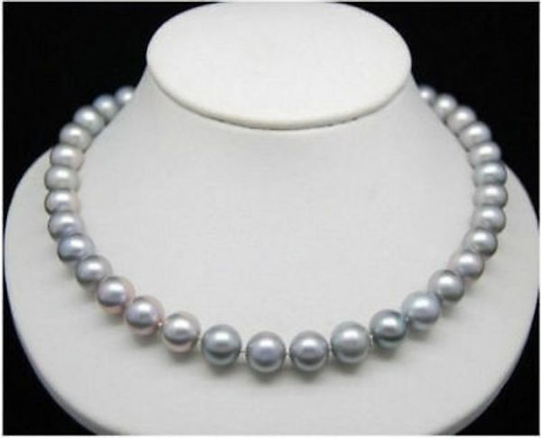 

pearls jewelry natural 8-9mm south sea genuine gray pearl necklace 18inch 14k gold clasp, Silver