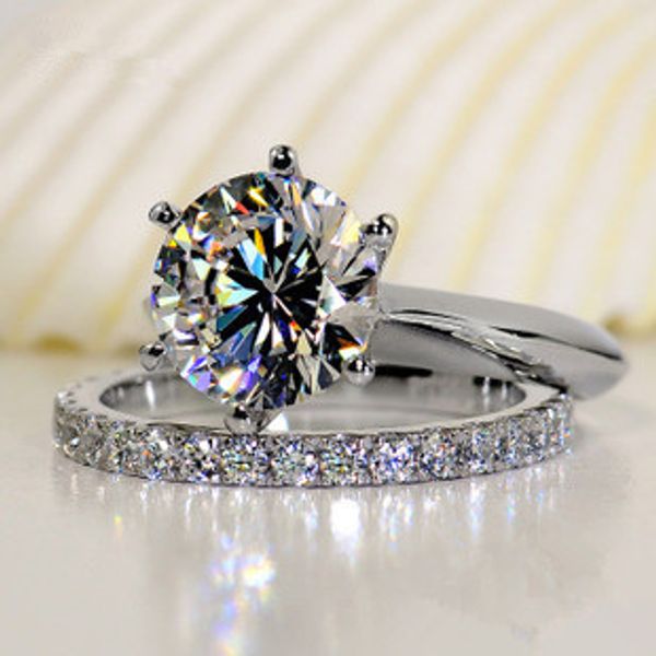 

trs03 white gold color 0.6-3carat sona simulated gem wedding ring sets for women,925 silver ring color sets, promise ring set, Slivery;golden