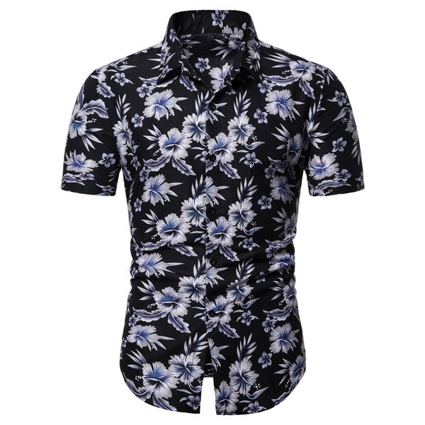 

men shirts short sleeve tees new fashion casual printed button short sleeve hawaiian t-shirt tshirt 412b, White;black