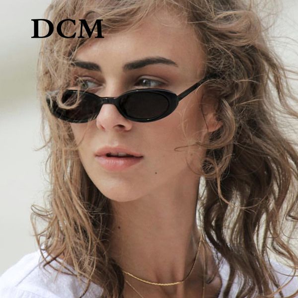 

dcm 2019 small oval sunglasses women cat eye brand designer vintage retro cateye frame tiny sun glasses uv400, White;black