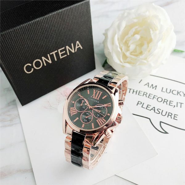 

1014 douyin network celebrities have the same kuangchenna watch, ultra-thin female student steel belt waterproof watch, Slivery;brown