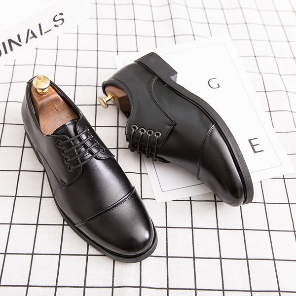 

new leather shoes for men sneaker oxford men's flats oxfords shoes fashion design men causal lace-up leather *0001, Black