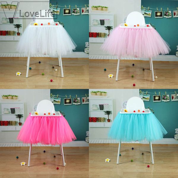 High Quality100cm X 35cm Tutu Tulle Table Skirts Baby Shower