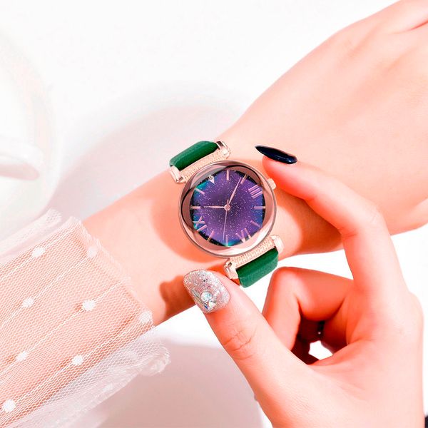 

fashion women simple starry dial watches leather belt ladies quartz watch gift high hardness tempered glass alloy hipping, Slivery;brown