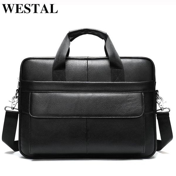 

westal men's briefcases genuine leather office bags for men bags for documents messenger bag men leather lapbag briefcases cj191201