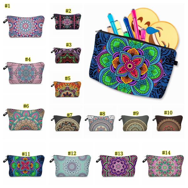 

Bohemia mandala floral 3d print co metic bag women travel makeup ca e women handbag zipper co metic ca e flower printed bag mma1866