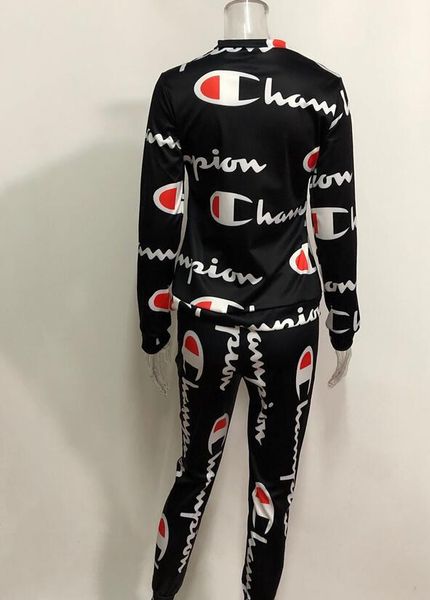 

женские 2шт дизайнерские костюмы одежда мода чемпионы письма женские спортивные костюмы с капюшоном брюки с длинными рукавами спортивные наб, Gray