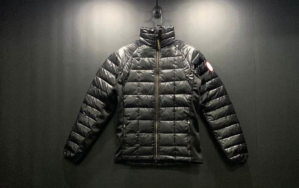 

canada goosedown mens shiny jacket luxury brand lightweight letter embroidery epaulette down jacket winter stand collar owl badge coats, Black