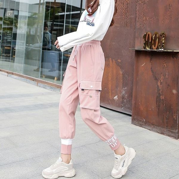 

casual print ladies streetwear cargo pants women hip hop baggy trousers fashion high waisted baggy pants autumn outfits, Black;white