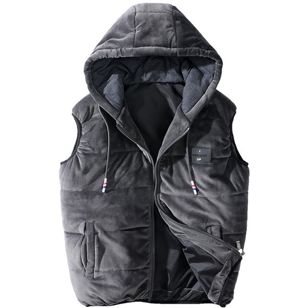 

2018 fashion velvet winter vest men hooded windbreaker down cotton slim gilet men casual vest coat sleeveless jacket 6xl 7xl 8xl, Black;white