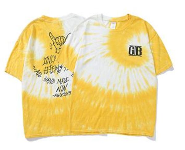 

mens summer print t shirts creative letter printing tie dye casual hip hop style loose short sleeved t shirt, White;black