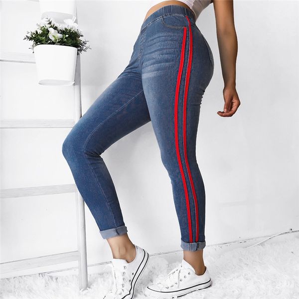 

мода джин дл женин женин оен elastic пл tight ноги вободнй denim лен поведн, Blue