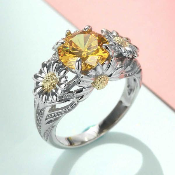

daisy 3.5ct женщина красоты украшения размер обручальное кольцо подарка венчания 6-10, Slivery;golden