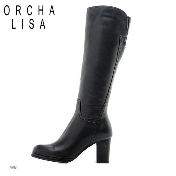

orcha lisa genuine leather high heels knee high boots zipper winter boots cool fashion botas feminina j415, Black
